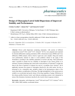 Design of Olanzapine/Lutrol Solid Dispersions of Improved Stability