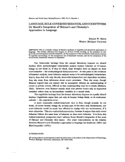 language, rule-governed beha vior,and cognitivism