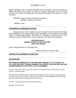 Township Committee Minutes -December 10, 2015