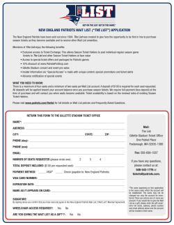 NEW ENGLAND PATRIOTS WAIT LIST (&ldquo;THE LIST&rdquo;) APPLICATION