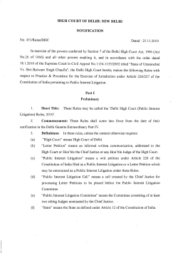 Delhi High Court (public Interest Litigation) Rules, 2010