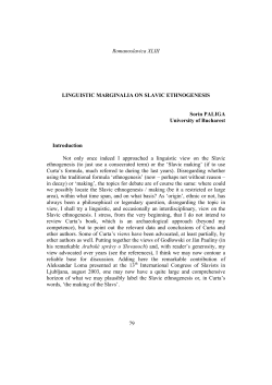 Romanoslavica XLIII 79 LINGUISTIC MARGINALIA ON SLAVIC