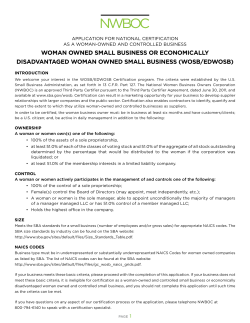 WOMAN OWNED SMALL BUSINESS OR ECONOMICALLY