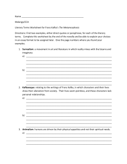 Name Malanga/CCA Literary Terms Worksheet for Franz Kafka`s