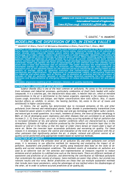 modeling the dispersion of so2 in zenica valley