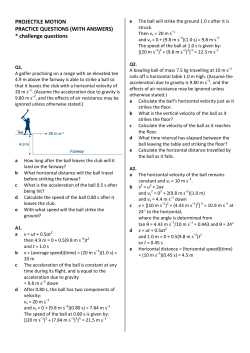 PROJECTILE MOTION PRACTICE QUESTIONS