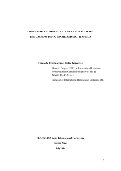 COMPARING SOUTH-SOUTH COOPERATION POLICIES: THE