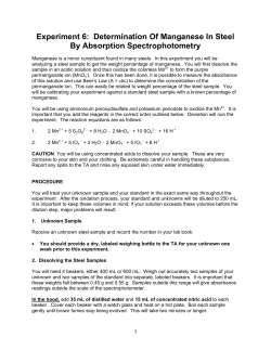 Experiment 5: Determination Of Manganese In Steel By Absorption