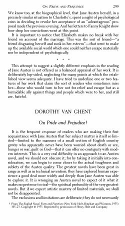 DOROTHY VAN GHENT On Pride and Prejudiced