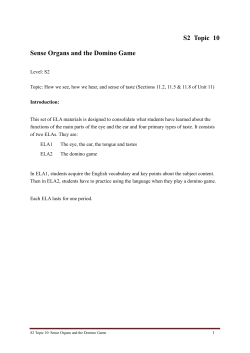 S2 Topic 10 Sense Organs and the Domino Game