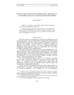 rights talk and patient subjectivity:the role of autonomy, equality and