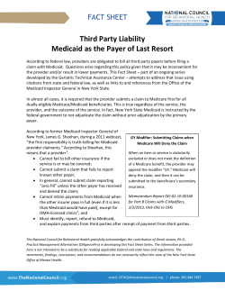 Third Party Liability Medicaid as the Payer of Last Resort
