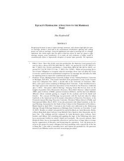 Equality Federalism: A Solution to the Marriage Wars