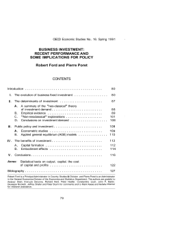 BUSINESS INVESTMENT: RECENT PERFORMANCE AND SOME
