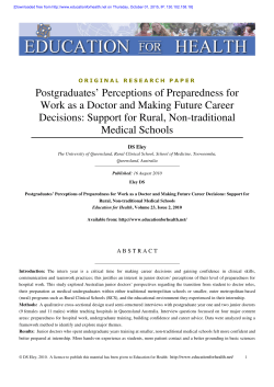 Postgraduates` Perceptions of Preparedness for Work as a Doctor