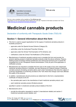 Declaration of conformity with Therapeutic Goods Order (TGO