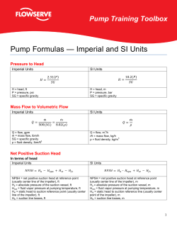 Pump Formulas &mdash; Imperial and SI Units