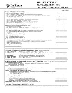 health science: globalization and international health, bs