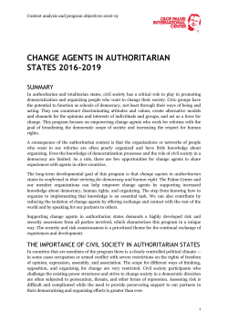 CHANGE AGENTS IN AUTHORITARIAN STATES 2016-2019