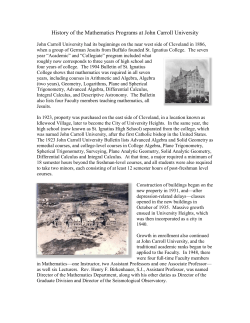 History of Mathematics Programs at JCU