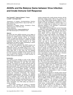 ADARs and the Balance Game between Virus Infection and Innate