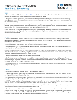 GENERAL SHOW INFORMATION Save Time, Save Money