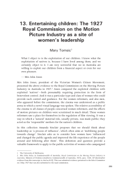 The 1927 Royal Commission on the Motion Picture Industry as a site