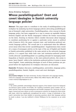 Whose parallellingualism? Overt and covert ideologies in Danish