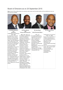 Board of Directors as on 25 September 2015
