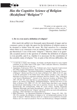 Has the Cognitive Science of Religion (Re)defined &ldquo;Religion&rdquo;?