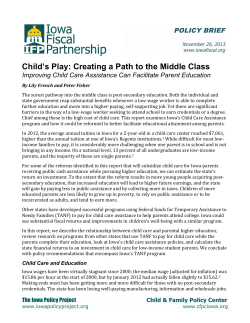 Child`s Play: Creating a Path to the Middle Class