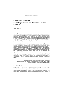 Civil Society in Vietnam. Social Organisations and Approaches to