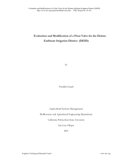 Evaluation and Modification of a Float Valve for the Delano Earlimart