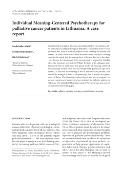 Individual Meaning-Centered Psychotherapy for palliative cancer