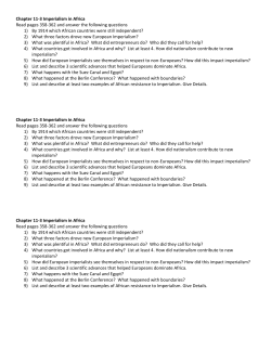 Chapter 11-3 Imperialism in Africa Read pages 358