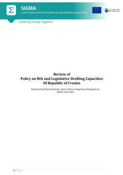Review of Policy on RIA and Legislative Drafting Capacities Of