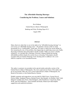 The Affordable Housing Shortage: Considering the Problem