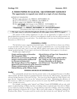 A TERM PAPER IN GLACIAL / QUATERNARY GEOLOGY