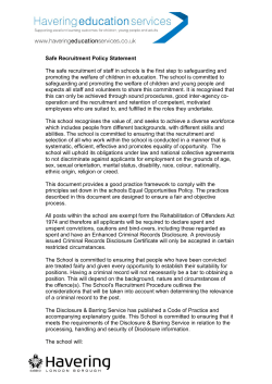 Safe Recruitment Policy Statement