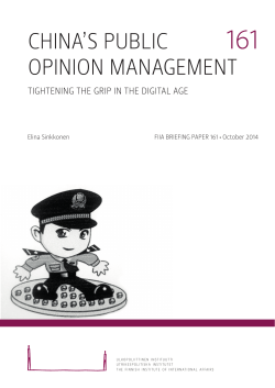 China`s public opinion management: Tightening the grip in the