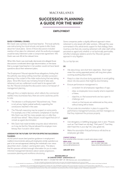 SUCCESSION PLANNING: A GUIDE FOR THE WARY