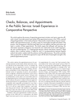 Checks, Balances, and Appointments in the Public Service: Israeli