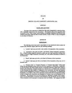 BYLAWS OF PRESTON VILLAGE COMMUNITY ASSOCIATION. INC