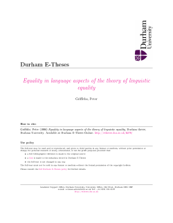 Equality in Language Aspects of the Theory of - Durham e
