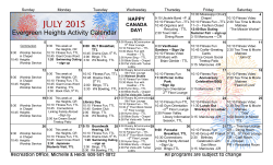 Evergreen Heights Activity Calendar