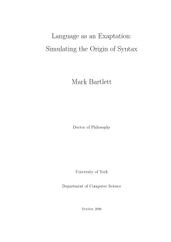 Language as an Exaptation: Simulating the Origin of Syntax Mark
