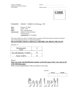 5MO021 / 3MB002 Cell Biology, V09 READ INSTRUCTIONS