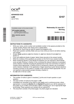 Question paper - Unit G157 - Law of torts