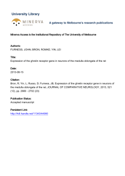 Expression of the ghrelin receptor gene in neurons of the medulla