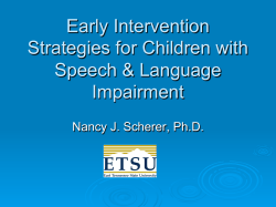 Early Intervention Strategies for Children with SLI